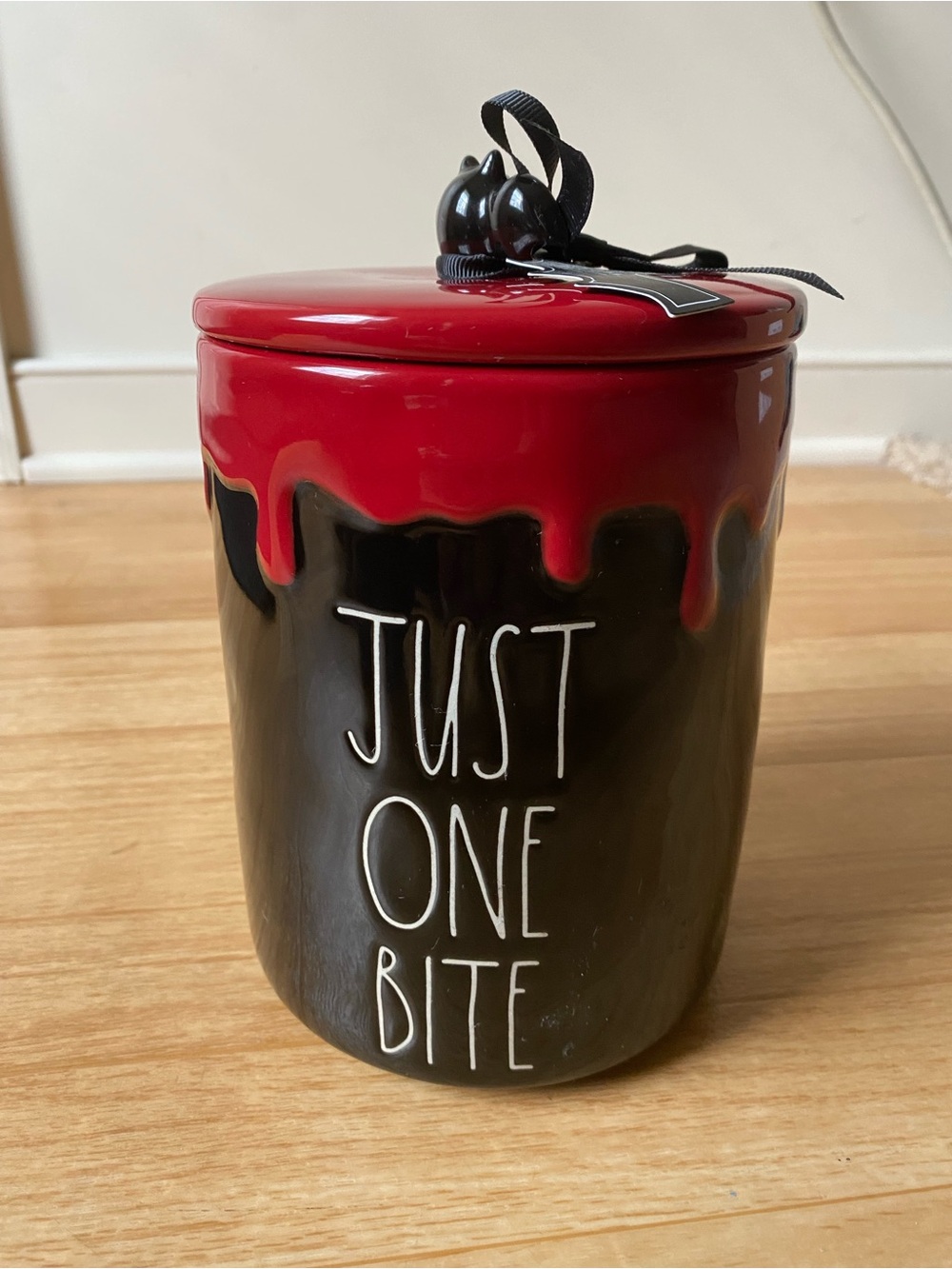 Rae Dunn Halloween Just One Bite Canister Jar Red Drip 2024